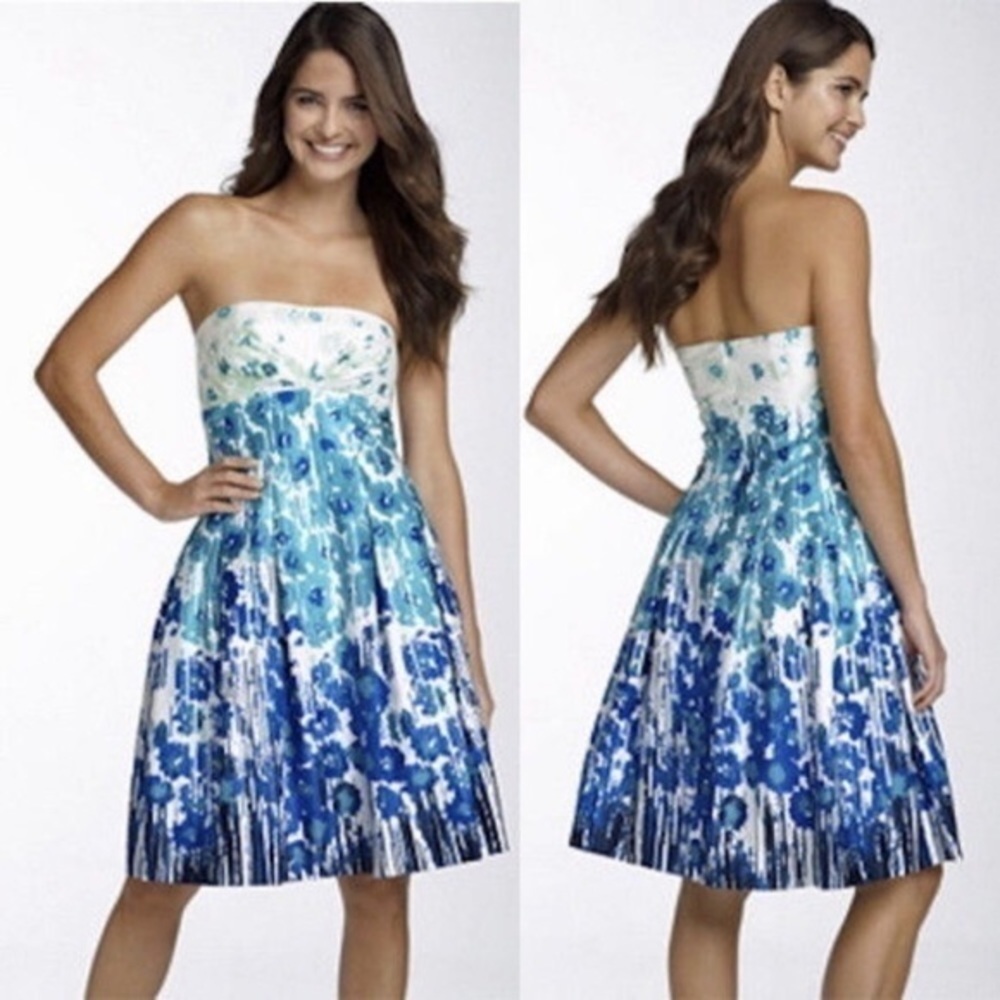 Calvin Klein Watercolor Multi Strapless Dress